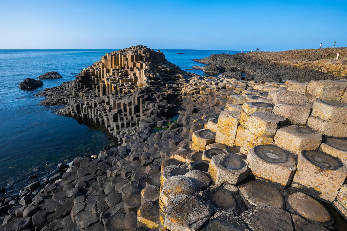 Hexagonal basalt columns at the Giant's Causeway on the Antrim Coast