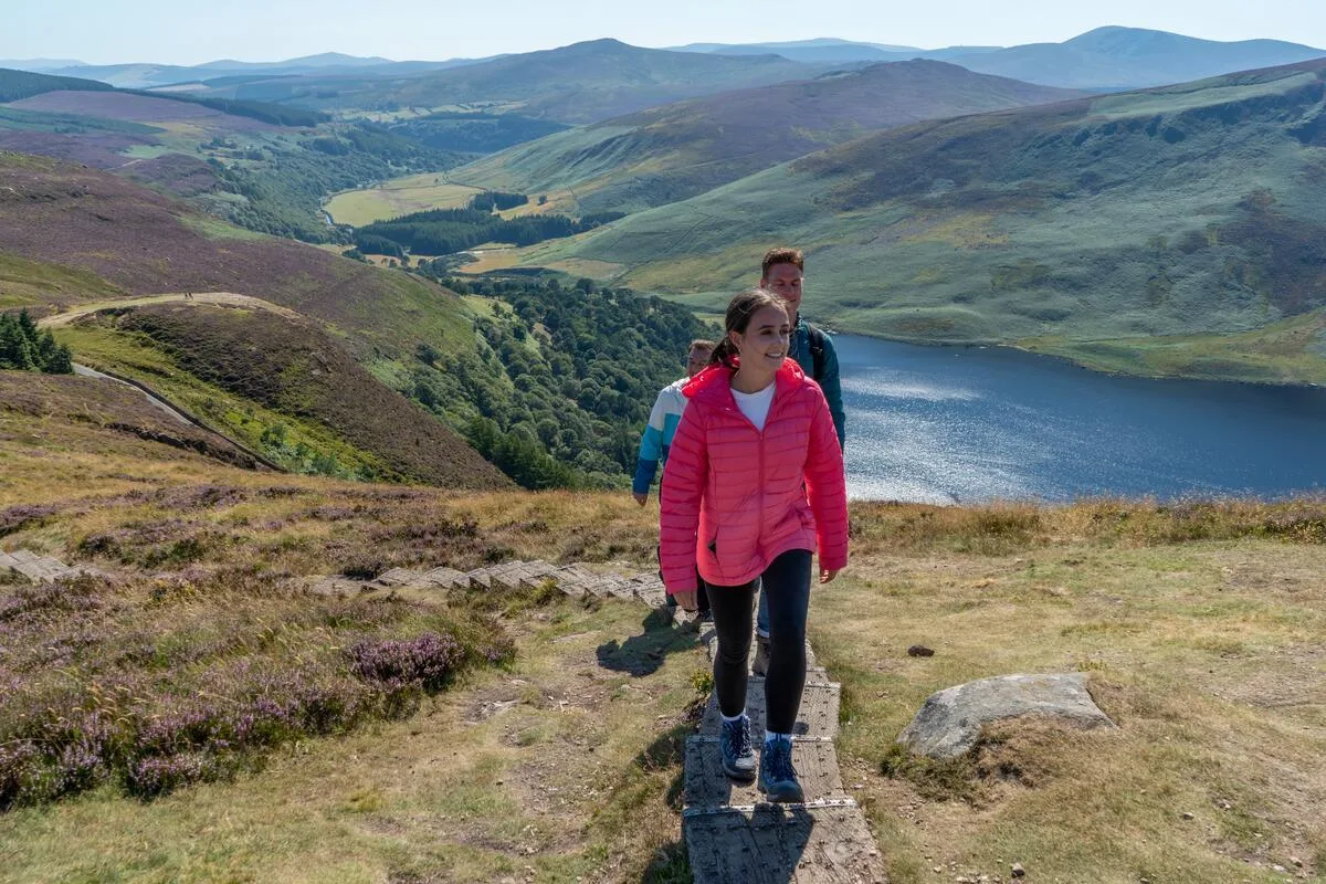 Hikers on the Wicklow Mountains in summer weather — one of Ireland's best walking destinations