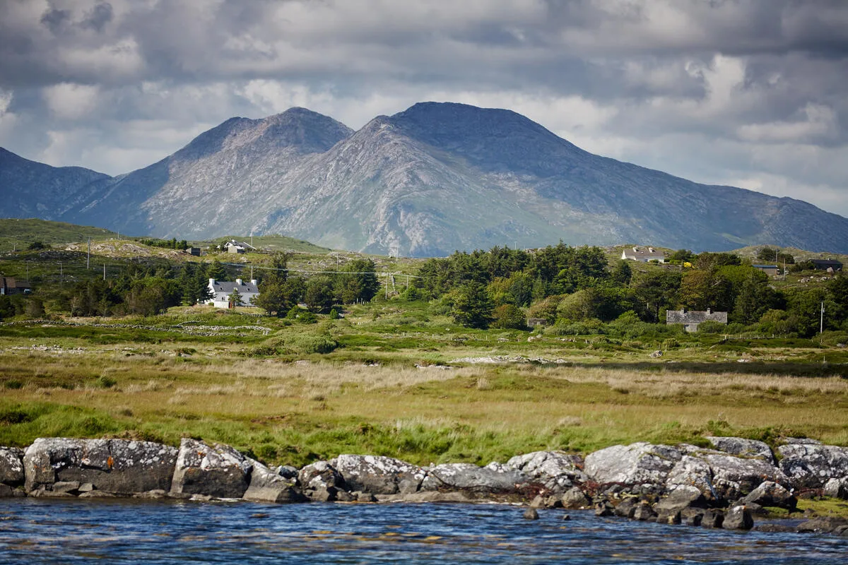 Rolling Connemara mountains and moorland landscape, County Galway