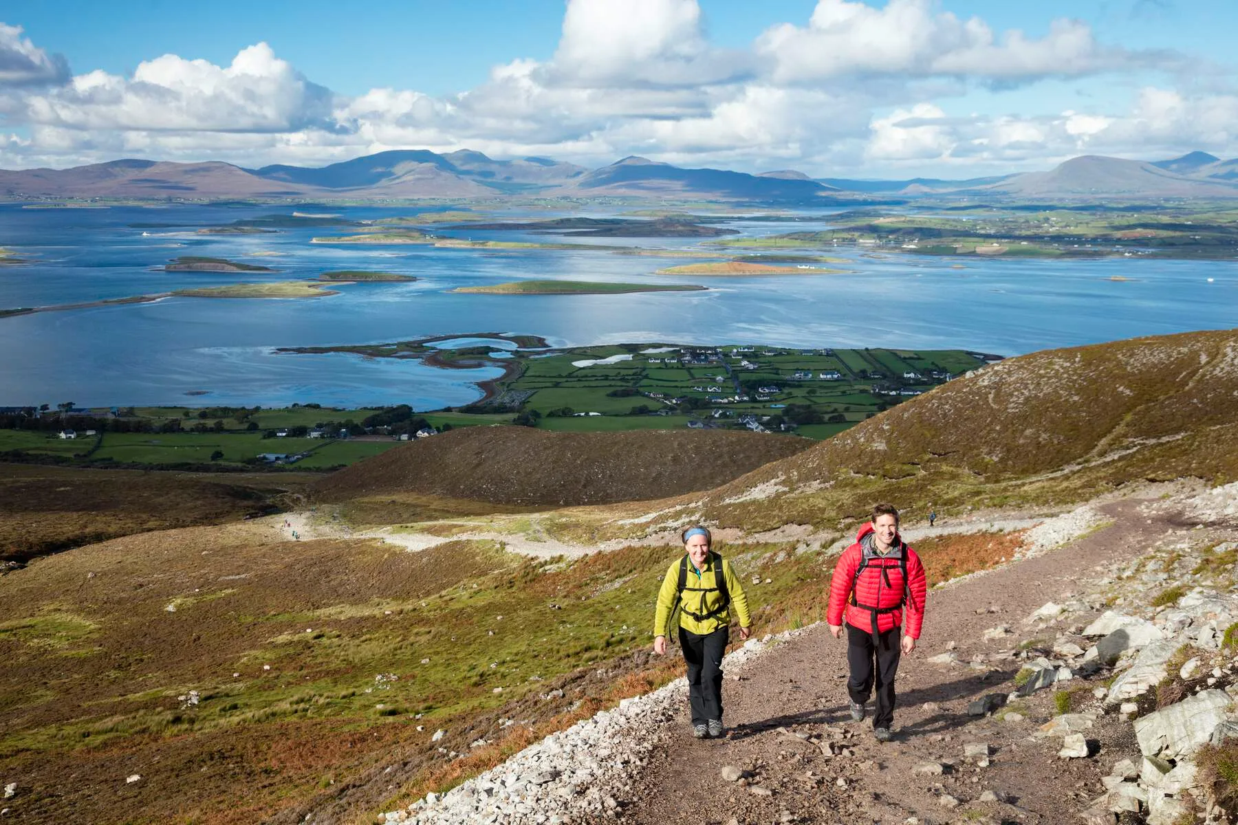 Walkers on the path up Croagh Patrick, County Mayo