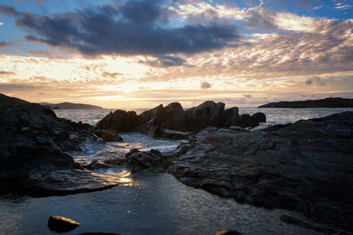 Sunset at Allihies Beach on Ireland's Wild Atlantic Way hiking coast