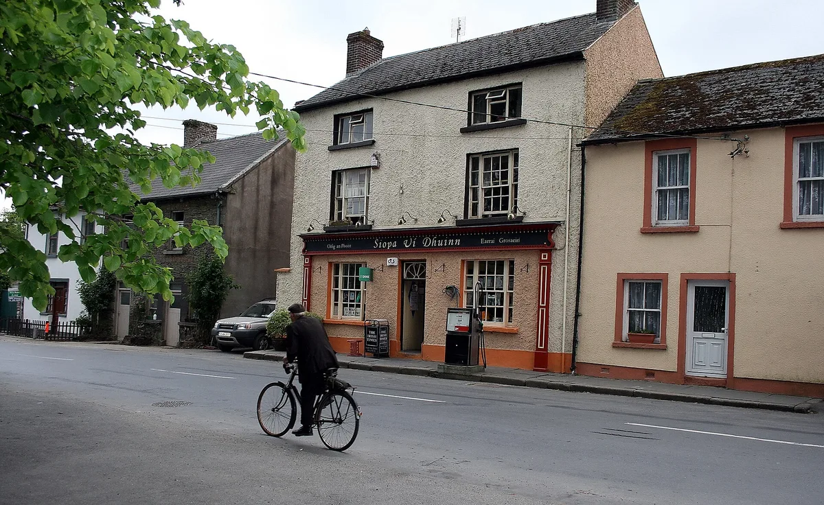 Clonegal village street in County Carlow, the starting point among the Wicklow Way towns and villages